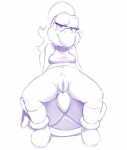 anthro bottomless breasts clothed clothing female genitals hair half-closed_eyes koopa koopa_troopa koopie_koo looking_at_viewer mario_bros monochrome narrowed_eyes nintendo non-mammal_breasts paper_mario paper_mario:_the_thousand_year_door pose pubes purple_and_white pussy reptile scalie shell simple_background smile solo spread_legs spreading whatsalewd white_background