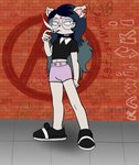 ambiguous_gender anthro clothed clothing female graffiti hair long_hair occult_symbol smoking solo streetwear symbol text kawinski cartoon_hangover the_summoning claire_(the_summoning) felid feline mammal hi_res
