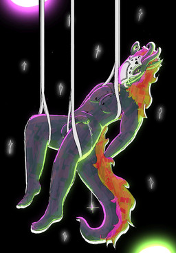 anthro balls bodily_fluids cum cum_drip dripping erection feet fur genital_fluids genitals glans grey_body leaking_cum male mask nude penis red_body red_fur ribbons solo star suspension teeth tongue wearing_mask yellow_eyes yellow_glans yellow_tongue yhr'ytr mythology dragon mythological_creature mythological_scalie scalie hi_res
