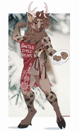 5_fingers anthro biped breasts butt clothed clothed_anthro clothed_female clothing female fingers fur hair looking_at_viewer smile solo standing tail chaiteakitten deer mammal new_world_deer reindeer 2025 absurd_res digital_drawing_(artwork) digital_media_(artwork) hi_res