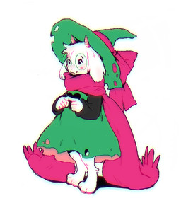 2_horns 3_toes 5_fingers anthro barefoot black_sleeves clothed clothed_anthro clothing digitigrade eyewear feet fingers fully_clothed fully_clothed_anthro fur glasses green_clothing green_eyewear green_glasses green_hat green_headwear green_robe hat headgear headwear heart_clothing heart_symbol holes_in_clothing horn male paws pink_horn pink_scarf robe scarf solo standing toes white_body white_fur wizard_hat tkmartin deltarune undertale_(series) ralsei bovid caprine goat mammal full-length_portrait hi_res portrait