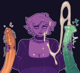 5_fingers animal_genitalia animal_penis big_breasts big_penis bodily_fluids breasts cleavage clothed clothed_female clothed_humanoid clothing cum cum_drip cum_in_hair cum_on_chest cum_on_clothing cum_on_face cumshot double_handjob dripping ejaculation equine_genitalia equine_penis eyebrows female female_humanoid fingernails fingers foreskin genital_fluids genitals green_penis group hair handjob heart_symbol huge_penis hyper hyper_genitalia hyper_penis jewelry long_penis looking_at_genitalia looking_at_penis nails narrowed_eyes necklace orange_foreskin orange_penis partially_retracted_foreskin penile penis precum purple_body purple_hair purple_sclera sex simple_background sweater topwear trio conditional_dnp welwraith biro_(welwraith) inka_(welwraith) stylis_(welwraith) ghost humanoid spirit 2026 digital_drawing_(artwork) digital_media_(artwork)