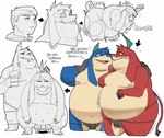 anthro belly big_belly blue_body bulge clothing duo eyes_closed growth hug jockstrap male moobs nipples overweight overweight_male red_body sad simple_background sitting tail tail_growth tail_growth_in_pants text transformation underwear verbal_reaction_to_tf white_background coolietf final_fantasy final_fantasy_tactics square_enix seeq 2024 english_text hi_res