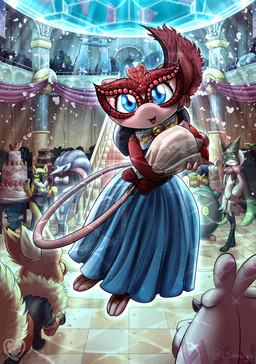 ambiguous_gender ballroom barefoot blue_clothing bouquet bow_tie breasts cake candy cherry_blossom chocolate chocolate_fountain cleavage clothed clothing container dessert dress eyewear feet female feral first_person_view flower flower_bouquet food fountain fur furniture glass glass_container glass_dome glasses gold_ring green_body group heart_symbol holidays holowear_(pokemon) looking_at_viewer marble mask masquerade_mask multicolored_body open_mouth plant prunus_(flower) rock rose_(flower) smile solo_focus stairs tail text water yellow_body smeargle20 nintendo pokemon pokemon_unite valentine's_day fashionable_style_mew aquatic bellibolt eeveelution fish flareon generation_1_pokemon generation_3_pokemon generation_6_pokemon generation_8_pokemon generation_9_pokemon hypno_(pokemon) legendary_pokemon luvdisc malamar mammal meowscarada mew_(pokemon) pokemon_(species) stonjourner tinkaton 2026 digital_media_(artwork) english_text hi_res