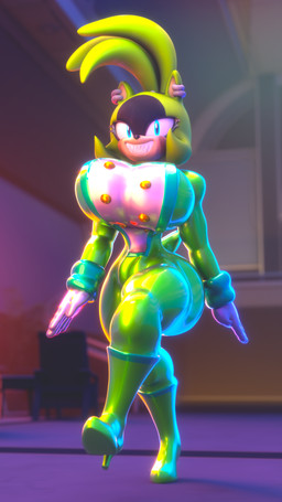 anthro big_breasts big_butt bodysuit boots breasts butt clothing female footwear glistening glistening_bodysuit glistening_clothing glistening_latex glistening_skinsuit gloves glowing glowing_body green_boots green_clothing green_footwear green_latex handwear high_heeled_boots high_heels huge_breasts latex latex_bodysuit latex_boots latex_clothing latex_footwear latex_gloves latex_handwear latex_skinsuit latex_uniform marching military_uniform multicolored_bodysuit multicolored_clothing multicolored_skinsuit shoes skinsuit solo strutting tight_clothing two_tone_bodysuit two_tone_clothing two_tone_skinsuit uniform white_clothing white_gloves white_handwear white_latex wide_hips palisal idw_publishing meatcorp sega sonic_the_hedgehog_(comics) sonic_the_hedgehog_(idw) sonic_the_hedgehog_(series) surge_the_tenrec afrosoricid mammal tenrec 3d_(artwork) 4k 9:16 absurd_res digital_media_(artwork) hi_res