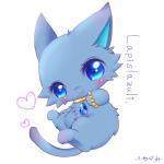 blue_body blue_eyes blue_fur blush bracelet female feral fur heart_symbol jewelry long_tail looking_at_viewer necklace simple_background smile solo tail white_background mirun_migyu jewelpet sanrio sega sega_fave lapis_(jewelpet) domestic_cat felid feline felis mammal 1:1