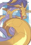 feral serpentine solo tongue tongue_out quinto bandai_namco digimon digimon_(species) metalseadramon sea_serpent absurd_res hi_res