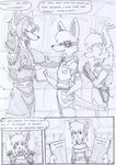 alliance anthro awkward_smile black_and_white bottomwear canid canine chevka clothing comic curled_tail dialogue divorce dot_eyes duncan_(kitfox_crimson) english_text eye_patch eyes_closed eyewear female fur general_sonov gesture gloves group gun_belt hair hand_on_hip hand_on_own_hip hand_on_shoulder handshake handwear kangaroo kitfox-crimson long_hair macropod male mammal marsupial military_uniform monochrome natasha_(kitfox-crimson) open_mouth pants paper pockets shirt sketch skirt smile speech_bubble standing stolen_generation surprise surprised_expression tail text topwear trio uniform worried