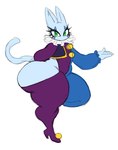 anthro blue_body blue_fur domestic_cat felid feline felis female fur green_eyes hi_res jester jester_outfit mammal poppy_(sssonic2) solo sssonic2 thick_thighs wide_hips