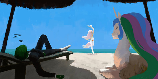 anthro beach clothed clothing detailed_background eyelashes eyes_closed family female feral green_body green_skin group hair horn long_hair lying male multicolored_hair on_back on_front outside sand sea seaside shadow sky sleeping sound_effects suit umbrella under_shade vowelless vowelless_sound_effect water white_body white_skin zzz remi721 friendship_is_magic hasbro my_little_pony mythology anon fan_character princess_celestia_(mlp) equid equine human mammal mythological_creature mythological_equine satyr unicorn hi_res parent_(lore)
