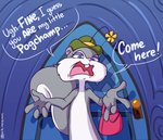 anthro clothing comic_panel female hat headgear headwear open_mouth parody purse solo dsp2003 manwithnobats animaniacs pogchamp ugh_fine_i_guess_you_are_my_little_pogchamp warner_brothers slappy_squirrel mammal rodent sciurid tree_squirrel 2021 meme