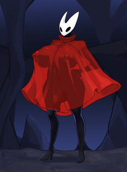 2_horns balls big_breasts biped black_body black_eyes breasts cloak clothed clothing empty_eyes footwear genitals gynomorph hand_on_hip high_heels horn intersex nipple_outline nipples penis red_cloak red_clothing shoes solo standing translucent translucent_clothing wide_hips omega_processor hollow_knight_(franchise) team_cherry hornet_(hollow_knight) arthropod humanoid 2025 absurd_res hi_res