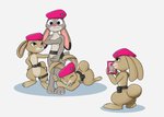 anthro baton belt beret blush cellphone clothing covering electronics embarrassed female female/female group hat headgear headwear nude phone smartphone mew-me disney hop_(movie) illumination_entertainment zootopia bit_(hop) fluffy_(hop) judy_hopps patch_(hop) pink_berets lagomorph leporid mammal rabbit 2020 crossover