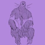 claws expansion eyes_closed feral fur male mid_transformation motion_lines neck_expansion nude purple_background simple_background sitting solo transformation awarebear mammal pilosan sloth werecreature weresloth xenarthran 1:1