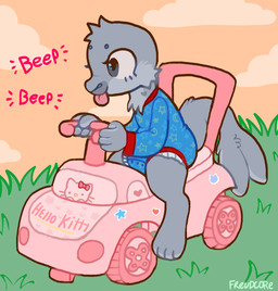 anthro baby biped blue_eyes clean_diaper clothed clothing cloud diaper diaper_under_clothing fur grass grey_body grey_fur male onesie outside plant sitting sky smile solo sound_effects star sticker tail text tongue tongue_out tuft vehicle wearing_diaper young young_anthro young_male freudcore patrick_(freudcore) mammal marine pinniped seal weddell_seal 2024 digital_media_(artwork) english_text signature