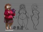 anthro belly bottomwear breasts brown_body brown_fur clothed clothing eyewear feet female feral fur genitals glasses hindpaw hoodie navel nipples nude overweight overweight_female paws plushie purple_body purple_fur pussy size_difference skirt solo standing thick_thighs topwear wide_hips zipper conditional_dnp sefeiren lizzy_(sefeiren) eulipotyphlan hedgehog mammal sketch