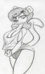 anthro areola areola_slip big_breasts breasts cleavage clothed clothing eyelashes female hair half-closed_eyes narrowed_eyes panties shirt smile solo topwear underwear king-cheetah endtown roxie_rockwell mammal mustelid musteline stoat true_musteline weasel