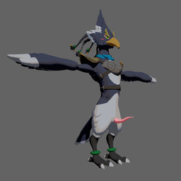 anklet anthro armor beak belt braided_hair erection feathers genitals hair hallux jewelry male penis pink_penis simple_background solo standing t-pose tail tail_feathers tapering_penis vike_mike breath_of_the_wild nintendo the_legend_of_zelda revali avian rito 1:1 3d_(artwork) blender_(artwork) blender_eevee_(artwork) digital_media_(artwork) hi_res