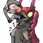 absorption_vore ambiguous_gender blonde_hair blue_eyes clothing duo female fusion hair hat headgear headwear mask merging simple_background transformation vore white_background yajima nintendo pokemon team_plasma grunt_(pokemon) plasma_grunt generation_5_pokemon human mammal pokemon_(species) scolipede 2016 hi_res