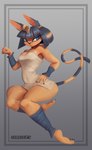 anthro breasts cleavage clothed clothing female hair hand_on_hip plantigrade short_hair solo yellow_body spaboofy animal_crossing nintendo ankha_(animal_crossing) domestic_cat felid feline felis mammal absurd_res hi_res