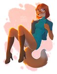 2023 absurd_res anthro boots bottomless bottomless_female breasts brown_hair butt canid canine canis clothed clothing digital_media_(artwork) dipstick_tail domestic_dog dress eyewear female footwear fur glasses hair hi_res high_heeled_boots high_heels hunting_dog illumination_entertainment kyotoleopard mammal markings round_glasses saluki sighthound simple_background sing_(movie) skinny_female slim small_waist solo suki_lane sweater tail tail_markings tan_body tan_fur topwear turtleneck vest