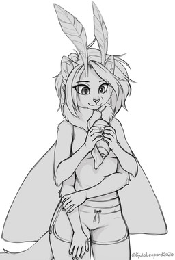5_fingers anthro clothed clothing duo eyebrows eyelashes female fingers fur hair wings kyotoleopard arthropod domestic_cat felid feline felis gastropod hybrid insect lepidopteran mammal mollusk moth snail 2020 absurd_res dated digital_media_(artwork) hi_res