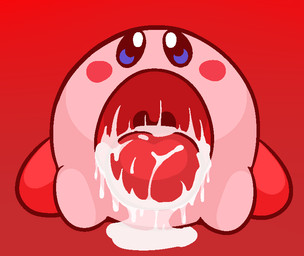 after_sex ambiguous_gender blush bodily_fluids cum cum_in_mouth cum_inside genital_fluids looking_at_viewer not_furry open_mouth simple_background solo tongue tongue_out yowesephth kirby_(series) nintendo kirby waddling_head 2016 aliasing digital_media_(artwork)