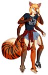 3_legs 4_arms anthro blonde_hair blue_eyes conjoined female hair multi_arm multi_leg multi_limb muzzle_feet simple_background solo white_background reina. may_abbagail canid canine felid fox hybrid mammal pantherine tiger absurd_res hi_res smaller_version_at_source