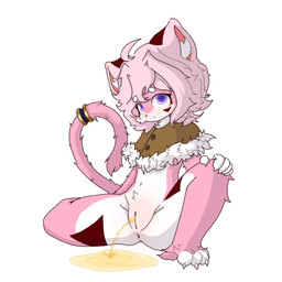 anthro anus bodily_fluids clitoris embarrassed female female_peeing genital_fluids genitals looking_at_viewer mostly_nude peeing pink_body presenting presenting_genitalia presenting_to_viewer presenting_vulva sitting solo spread_legs spreading urine urine_on_ground urine_pool urine_stream vulva watersports young young_anthro young_female cassis domestic_cat felid feline felis mammal hi_res