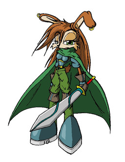 anthro big_breasts breasts brown_body brown_clothing brown_fur brown_gloves brown_hair brown_handwear cape clothing ear_piercing ear_ring female fur gloves green_cape green_clothing hair handwear holding_melee_weapon holding_object holding_sword holding_weapon latex latex_clothing latex_gloves latex_handwear melee_weapon piercing ring_piercing solo sword weapon neocabbit sega sonic_the_hedgehog_(series) fan_character gildie_the_bunny lagomorph leporid mammal rabbit 2003 digital_media_(artwork) pixel_(artwork) tagme
