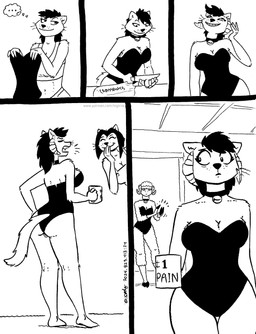 anthro bell bell_collar breasts cleavage clothed clothing coffee_cup collar container cup ellipsis female fur group hair horn looking_back midriff navel trio whiskers wool_(fur) tegerio alexia_minkworthy lana_lynne bovid caprine mammal mink mustelid musteline sheep true_musteline 2024 black_and_white comic hi_res monochrome