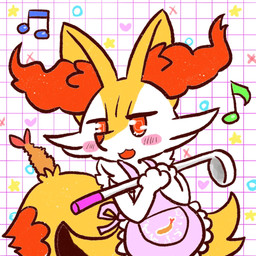 ambiguous_anthro ambiguous_gender anthro apron apron_only biped blush clothing dipstick_tail food holding_object kitchen_utensils ladle looking_at_viewer markings musical_note musical_symbol object_in_tail open_:3 open_mouth open_smile shrimp_(food) smile snout solo standing symbol tail tail_markings text tools annyui0611 nintendo pokemon braixen canid generation_6_pokemon mammal pokemon_(species) 1:1 2022 digital_drawing_(artwork) digital_media_(artwork) half-length_portrait japanese_description portrait translated translated_description