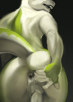 anthro anus bodily_fluids butt cum cum_in_ass cum_inside gaping gaping_anus genital_fluids male solo spread_butt spreading shurgali lizard reptile scalie absurd_res hi_res