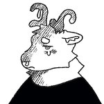 anthro antlers bodily_fluids clothing crying frown horn inner_ear_fluff male sad shirt simple_background snot solo tears topwear tuft white_background chad40707850 deer mammal 1:1 2024 black_and_white icon low_res monochrome