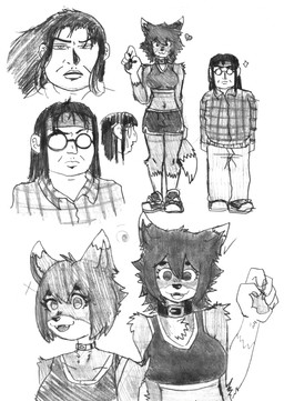 age_difference anthro bent_arm big_breasts biped bra breasts chest_tuft cleavage clothed clothing collar curvy_figure duo eyebrows eyelashes fangs female fingers fluffy fluffy_chest footwear fur hair half-closed_eyes headgear headwear humanoid_hands looking_at_another looking_at_partner male medium_breasts mouth_closed narrowed_eyes navel open_mouth overweight overweight_male shoes short_hair small_nose smile sneakers sports_bra teeth three-quarter_view topwear tuft underwear younger_female efradraws candy_(furrotako) kazuhiro_(furrotako) canid canine canis domestic_dog human mammal absurd_res hi_res monochrome