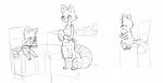/fur/ 8chan accessory anonymous_artist anthro apron big_tail bow_(feature) bow_accessory bow_ribbon centered_hair_bow cheek_tuft chest_tuft clothing facial_tuft faith_(8chan) family female fur group hair_accessory hair_bow hair_ribbon hi_res huge_tail kate_(8chan) line_art mammal markings monochrome mother_(lore) nate_(8chan) nude parent_(lore) procyonid raccoon ribbons son_(lore) striped_markings striped_tail stripes tail tail_markings tuft young young_anthro