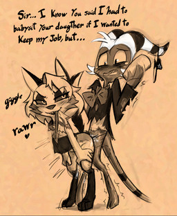 adult_on_young age_difference aged_down animal_noises anthro bent_over bite_mark blush bodily_fluids bottomless bow_(feature) bow_in_front bow_tie cellphone clothed clothing derived_sound_effect dialogue different_sound_effects dominant dominant_young duo electronics english_honorific extended_arms female female_penetrated genital_fluids giggling hands_on_legs hands_on_own_legs hands_on_own_thighs hands_on_thighs heart_after_text heart_symbol holding_both_legs holding_both_thighs honorific interspecies leaning_on_self legs_together male male/female male_penetrating male_penetrating_female onomatopoeia panties penetration penile penile_penetration penis_in_vagina phone playful_roar questionable_consent rough_sex scratches sex simple_background smartphone sound_effects straight_legs text text_with_heart underwear vaginal vaginal_fluids vaginal_penetration young young_anthro younger_dom_older_sub soulcentinel hellaverse helluva_boss mythology loona_(helluva_boss) moxxie_(helluva_boss) canid canid_demon canine canis demon domestic_dog hellhound imp mammal mythological_canine mythological_creature 2021 english_text