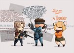 chibi clothed clothing dialogue fully_clothed group gun handgun holding_gun holding_handgun holding_object holding_pistol holding_ranged_weapon holding_weapon pistol ranged_weapon standing sweatdrop_(iconography) text weapon bigoldoinks capcom konami metal_gear moushley_(meme) resident_evil ashley_graham_(resident_evil) leon_kennedy moushley solid_snake animal_humanoid human humanoid mammal mammal_humanoid mouse mouse_humanoid murid murid_humanoid murine murine_humanoid rodent rodent_humanoid english_text meme