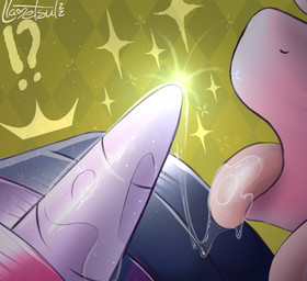 ambiguous_gender bodily_fluids duo hair horn interrobang purple_hair saliva saliva_string tongue tongue_out llametsul friendship_is_magic hasbro my_little_pony mythology twilight_sparkle_(mlp) equid equine mammal mythological_creature mythological_equine unicorn 2022 female_(lore)
