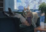 anthro book clothing female footwear high_heels reading reading_book reclining shoes solo nakade1 final_fantasy square_enix lagomorph mammal viera