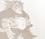 abs anthro armpit_hair biceps body_hair clothed clothing fur male muscular muscular_anthro muscular_male pecs solo topless wildheit felid mammal pantherine tiger digital_media_(artwork)