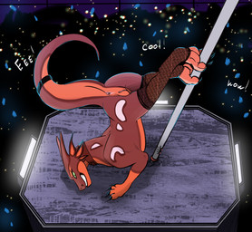 anthro anus ass_up clothing collar crowd dancing dialogue feet female feral fishnet_clothing fishnet_legwear genitals group legwear looking_at_viewer paws pole pole_dancing seductive smile stockings tail text toes vulva zafara_(artist) mythology dragon mythological_creature mythological_scalie scalie digital_media_(artwork) english_text hi_res