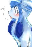 ambiguous_gender blush eyelashes side_view simple_background solo standing text tongue tongue_out white_background joeri_kunisaki nintendo pokemon eeveelution generation_4_pokemon glaceon pokemon_(species) colored_sketch japanese_text sketch