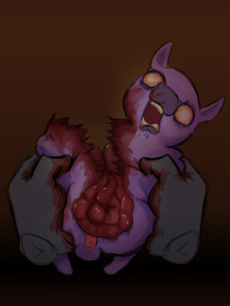 abuse animal_abuse animal_genitalia animal_penis balls bisected blood bloodshot_eyes bodily_fluids corpse death dim_lighting disembodied_hand duo empty_eyes feral fur genitals gore guts holding_another horror_(theme) intestines male male_feral monotone_body monotone_fur mutilation open_mouth organs penis purple_body purple_fur solo_focus teeth torture young young_feral young_male nessie_(fc) fluffy_pony fluffy_pony_(species) mammal 2025 3:4 digital_media_(artwork) english_description hi_res shaded