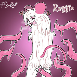anal anal_penetration anthro anthro_penetrated black_eyes bodily_fluids consentacles cum cum_from_ass cum_in_ass cum_inside cum_splatter drooling fluffy fur genital_fluids hair hand_on_butt heart_symbol looking_back male male_penetrated open_mouth penetration pink_inner_ear saliva smile solo standing tentacle_in_ass tentacle_penetration tentacles white_body white_fur white_hair rtrteert reggie_(whygena) mammal murid murine rat rodent 1:1 2022 hi_res