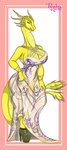 anthro big_breasts breasts cleavage clothed clothing crossgender curvy_figure dress female huge_breasts lips looking_at_viewer scales smile solo standing tail thick_bottom_lip voluptuous wide_hips yellow_body yellow_scales rubykila godzilla_(series) monsterverse mythology toho king_ghidorah dragon mythological_creature mythological_scalie scalie absurd_res hi_res