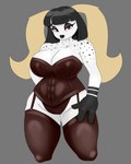 antennae_(anatomy) anthro big_breasts bottomwear breasts clothed clothing corset female fur hair legwear lingerie looking_at_viewer makeup solo stockings thick_thighs topwear white_body white_fur blackbetty ruth_(tango's_family) arthropod insect puss_moth 4:5 hi_res