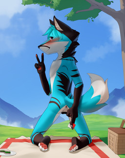 andromorph animal_genitalia animal_vulva anthro anus bedding blanket butt canine_genitalia canine_vulva condom food genitals imminent_sex intersex nude on_blanket pawpads paws picnic picnic_blanket rear_view sexual_barrier_device solo vulva steel_cat nintendo pokemon rex_(rexvander) canid canine fox mammal absurd_res hi_res