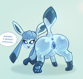animal_genitalia animal_vulva anus blue_nipples blue_vulva butt canine_genitalia canine_vulva female feral genitals multi_nipple nipples pawpads paws presenting presenting_hindquarters raised_tail solo tail teasing thick_thighs vulva wide_hips echochamber nintendo pokemon canid eeveelution generation_4_pokemon glaceon mammal pokemon_(species) absurd_res hi_res