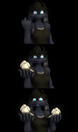 anthro clothing female feral humor looking_at_viewer pun solo visual_pun sanguine_paladin warfaremachine_(modeler) domi_(domi3d) avian bird columbid dove lagomorph leporid mammal rabbit 3d_(artwork) absurd_res digital_media_(artwork) hi_res source_filmmaker_(artwork)